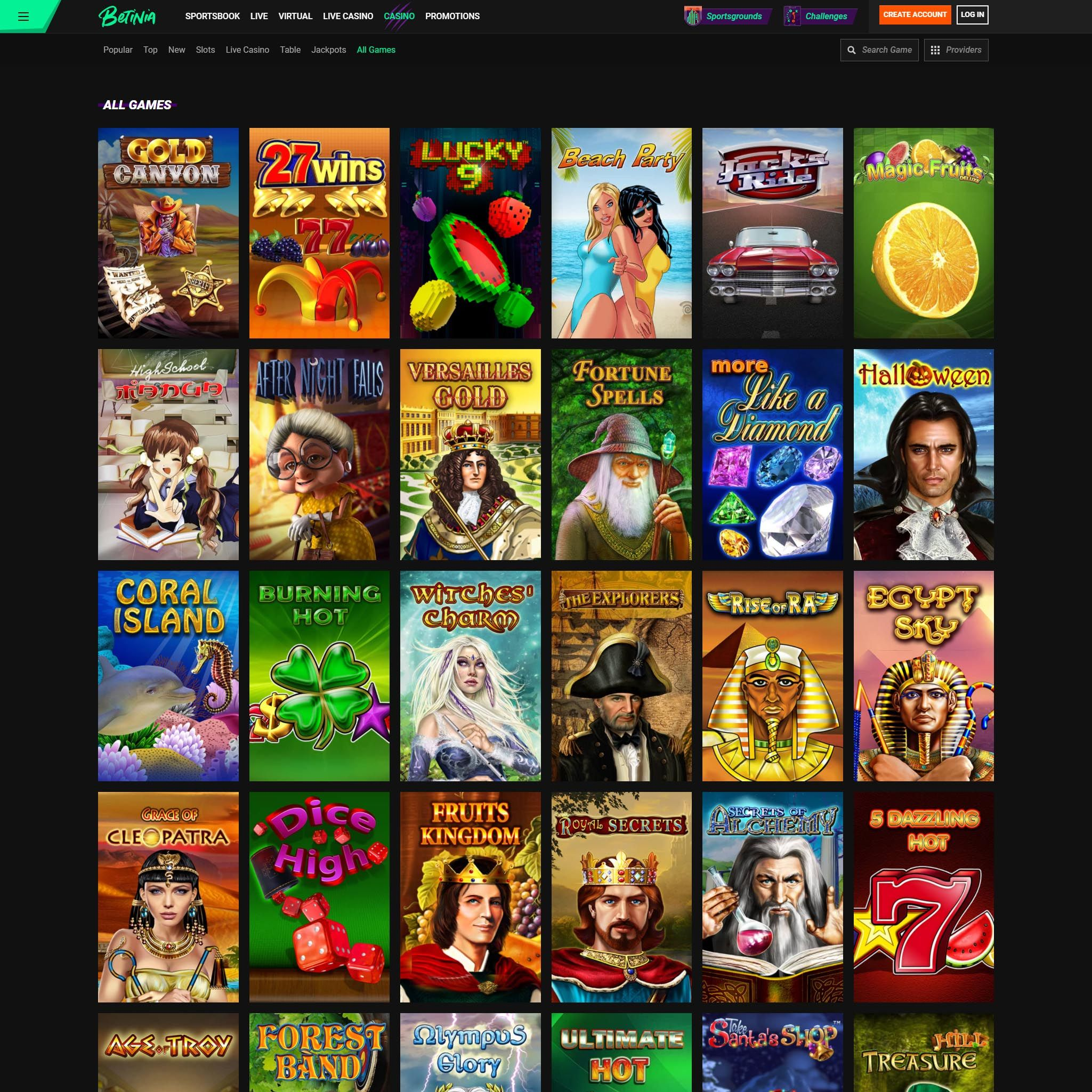 Betinia Casino screenshot 1