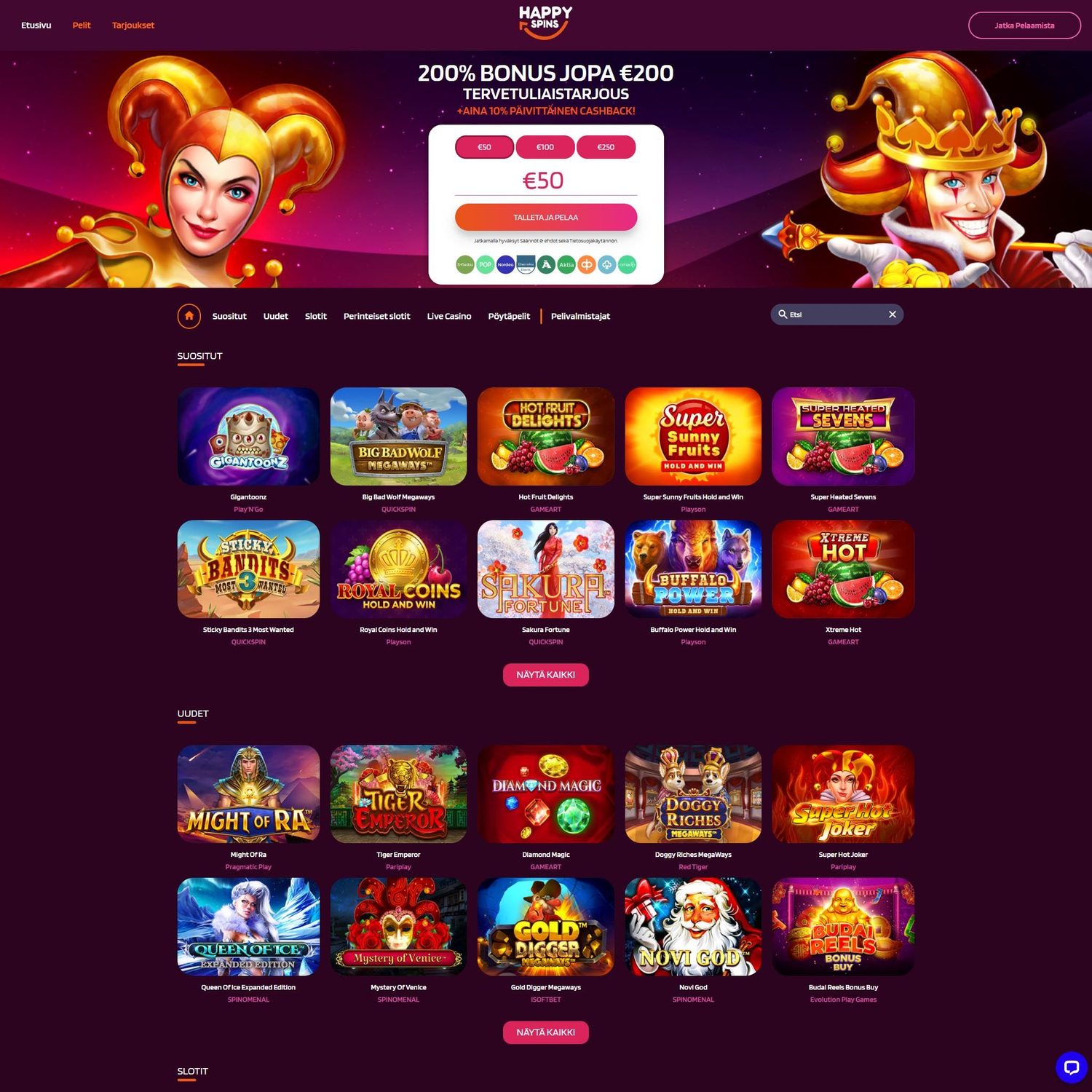 HappySpins Casino screenshot 2