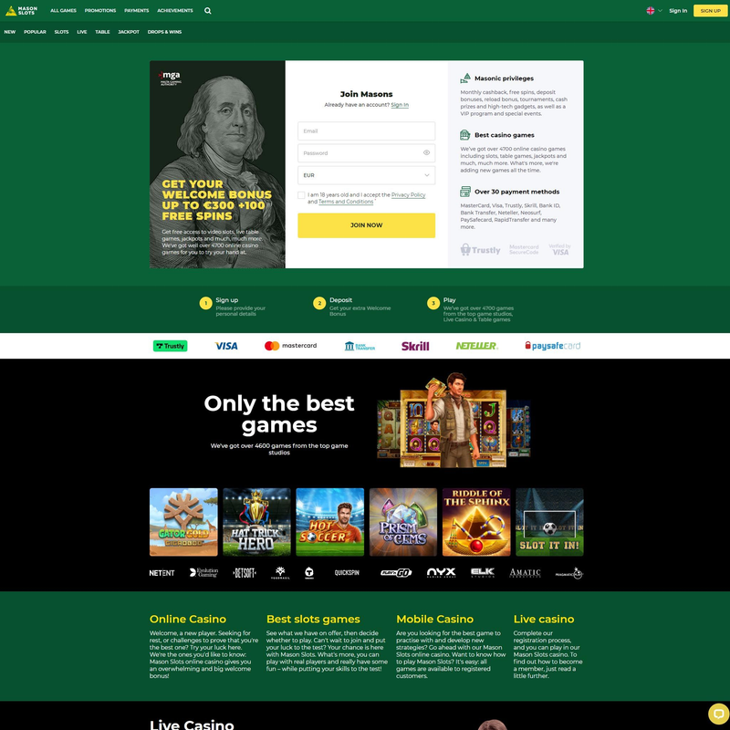 Mason Slots Casino screenshot