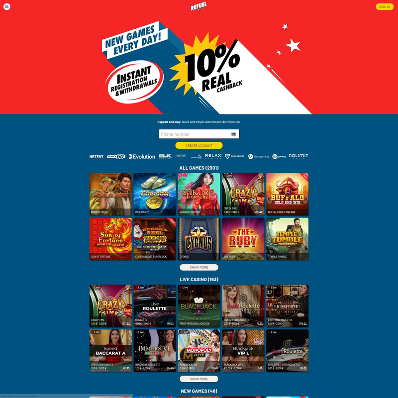 Refuel Casino screenshot