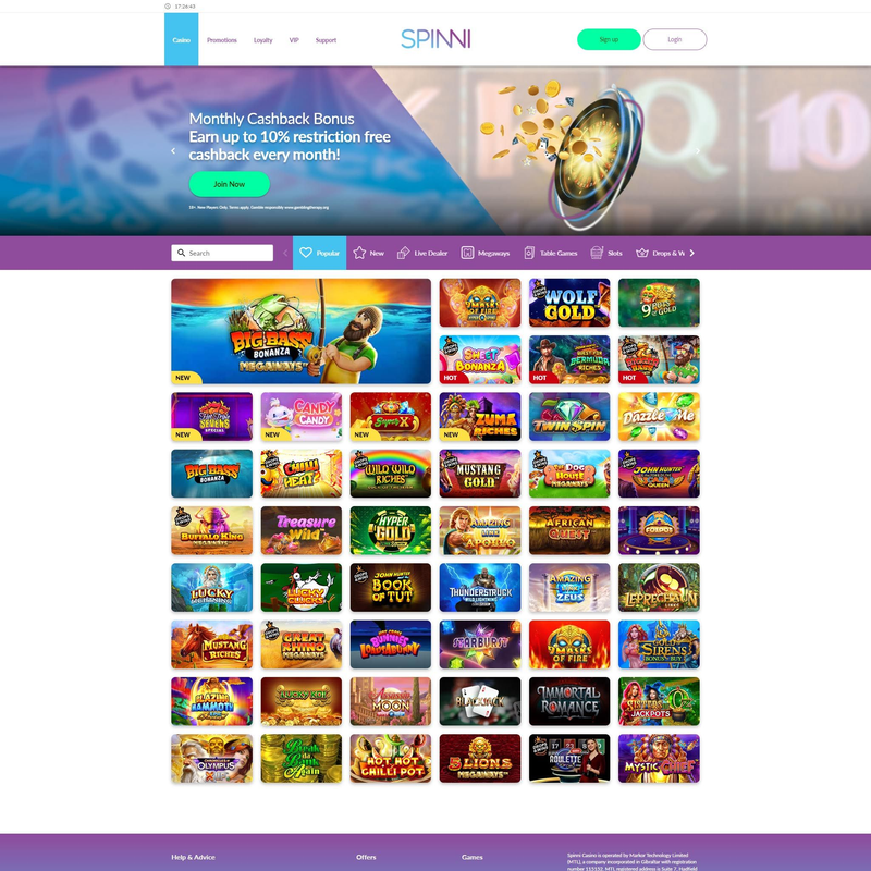 Spinni Casino screenshot