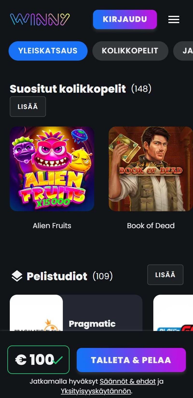 Winny Casino screenshot