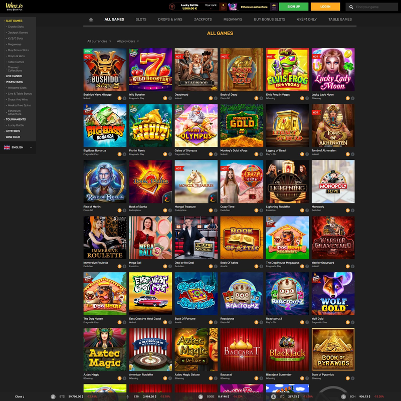 Winz Casino screenshot